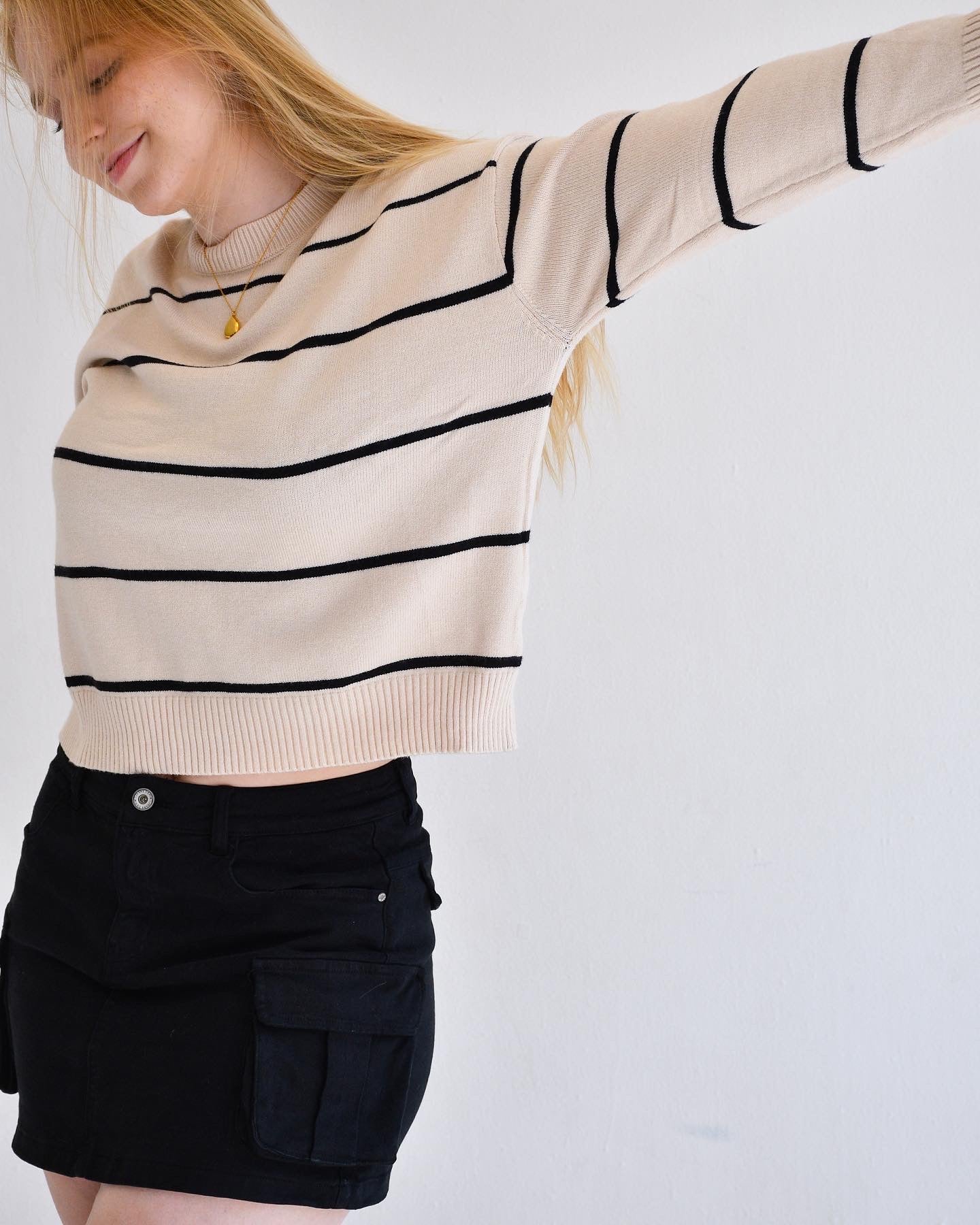 Striped Beige & Black Sweater