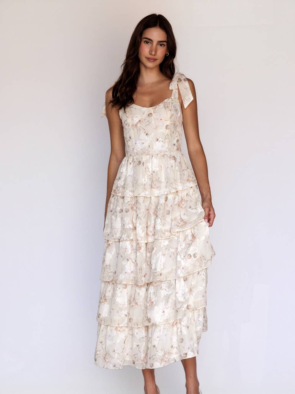 Tiered Ruffle Floral Maxi Dress
