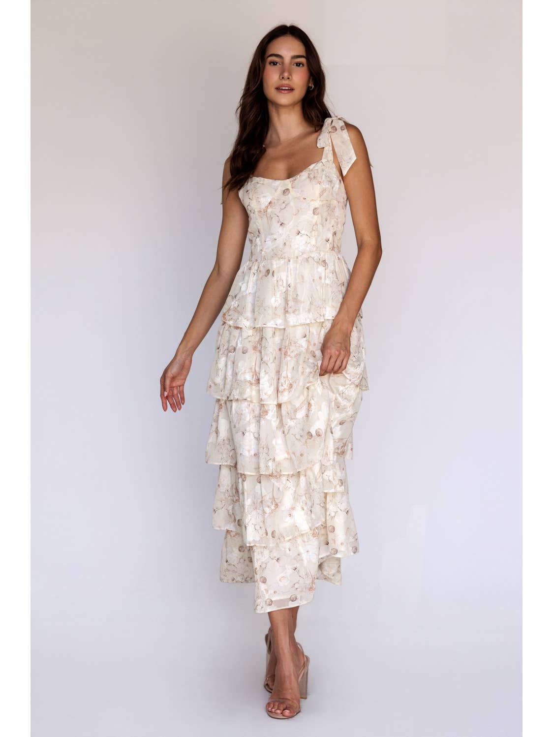 Tiered Ruffle Floral Maxi Dress