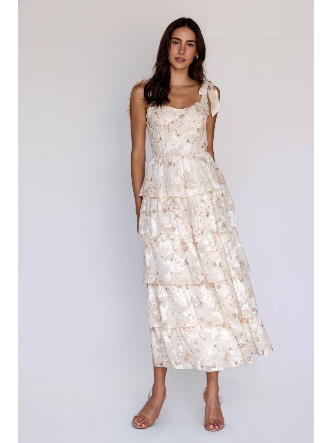 Tiered Ruffle Floral Maxi Dress