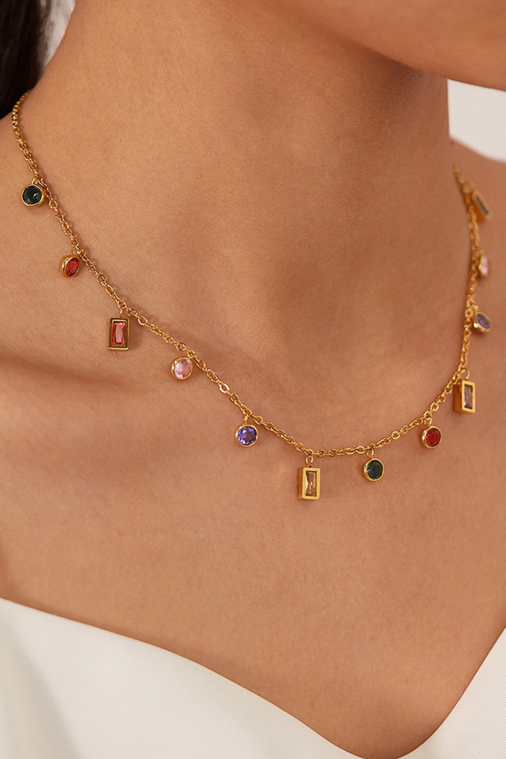 Multi Color Dainty Charm Necklace