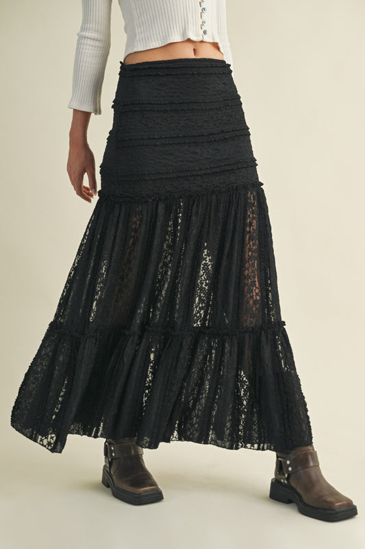 Black Lace Tiered Skirt