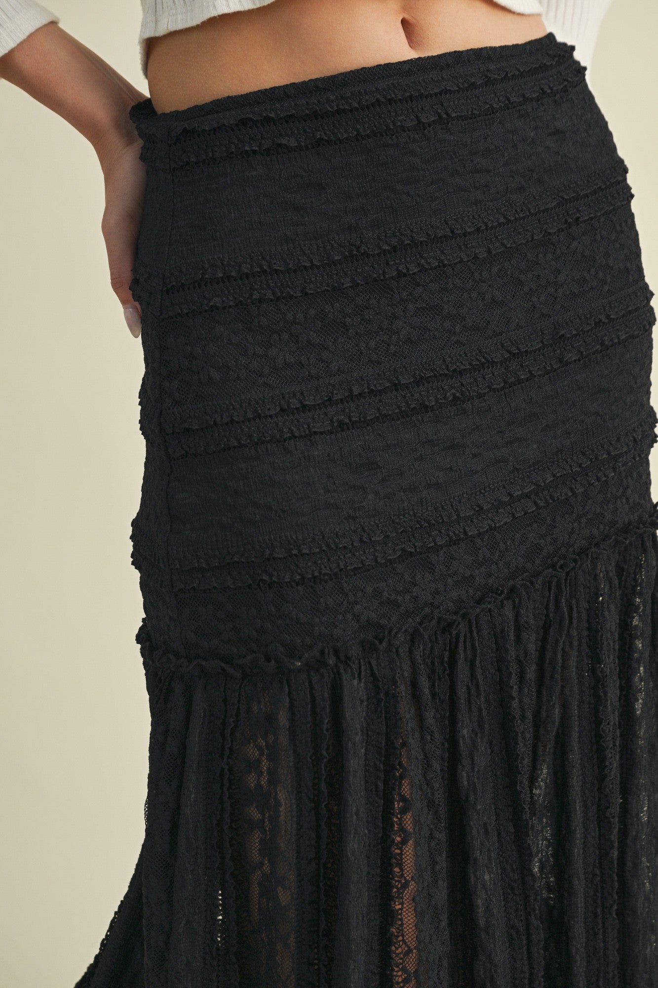 Black Lace Tiered Skirt