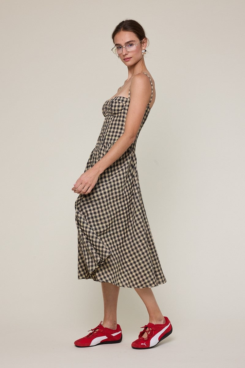 Gingham Checker Fall Midi Dress