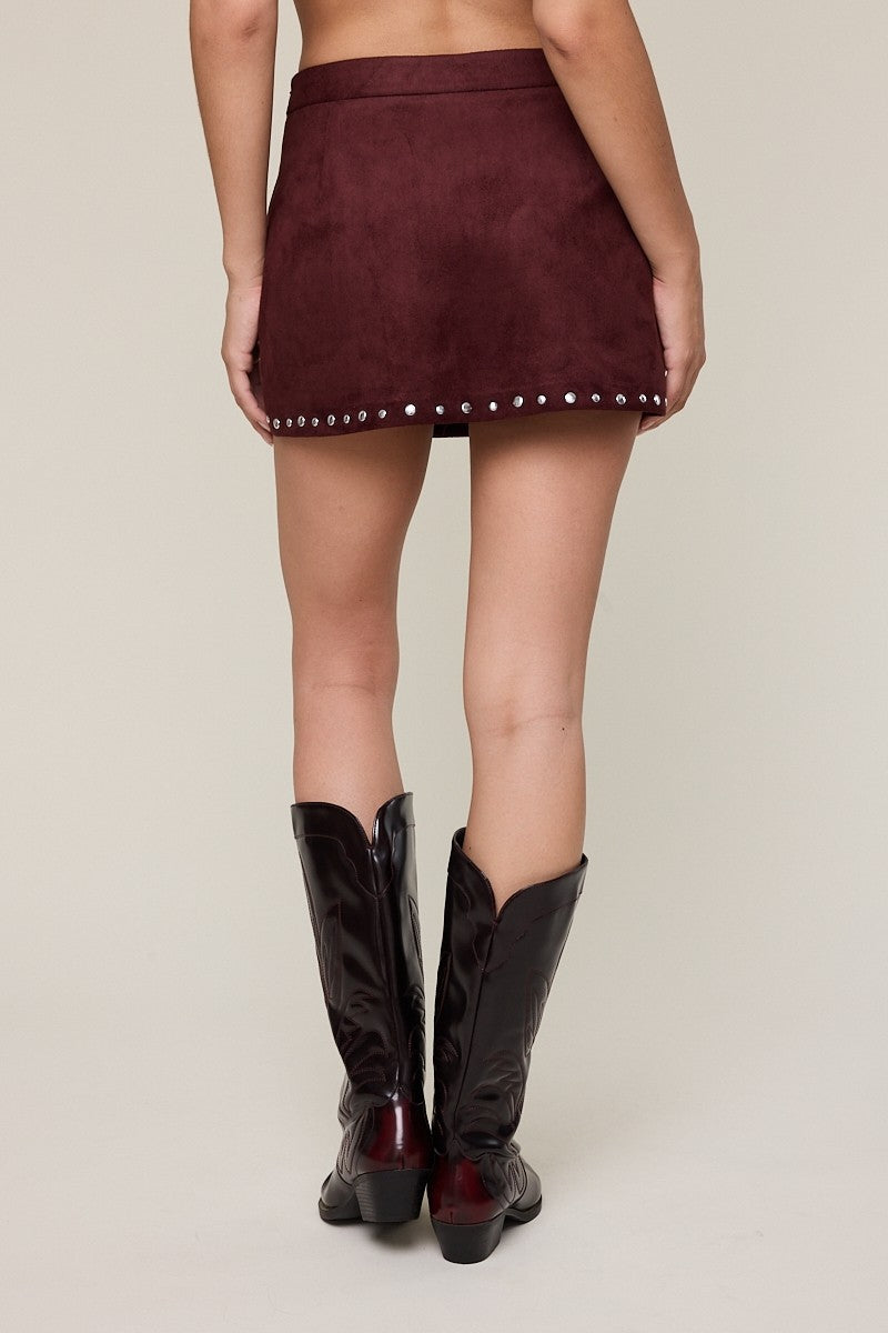 Suede & Stud Mini Skort