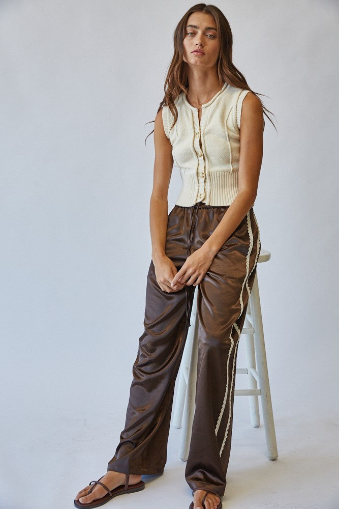 Natural Roll Up Neck Sweater Vest Top