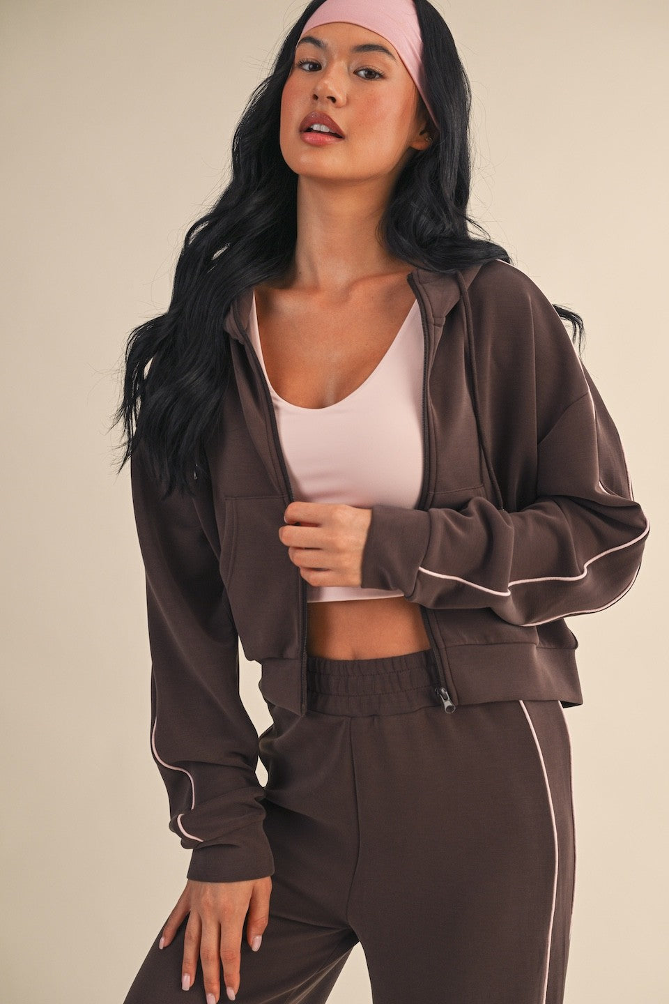Softer Athletic Piping Zip Up Hoodie