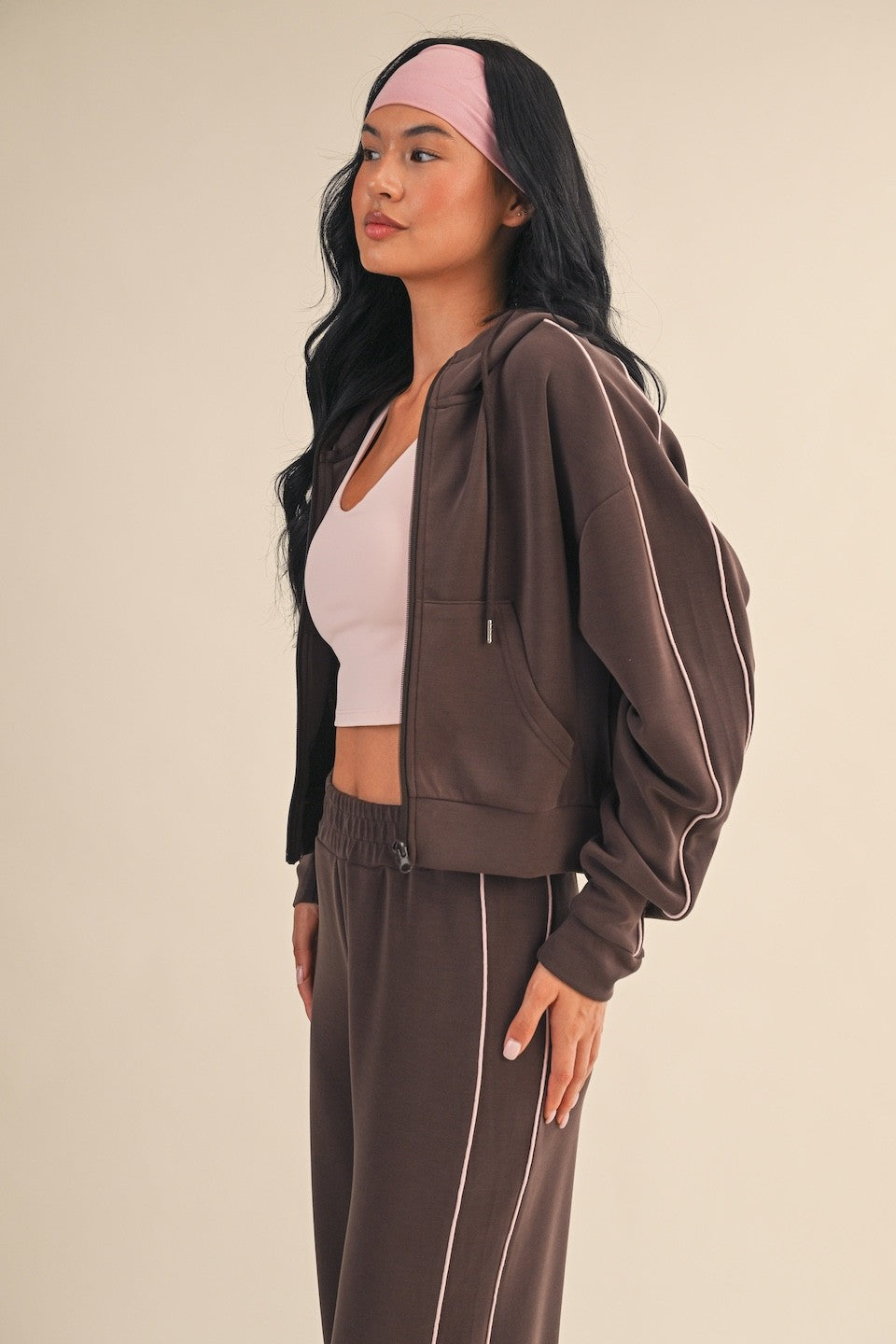 Softer Athletic Piping Zip Up Hoodie