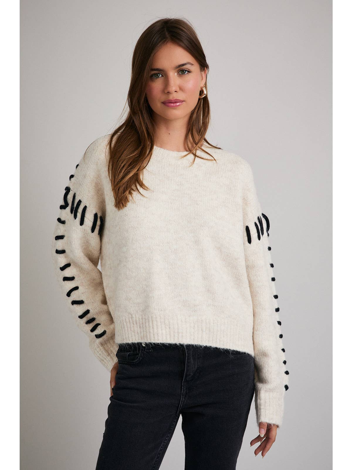 Stitch Detail Oatmeal Sweater