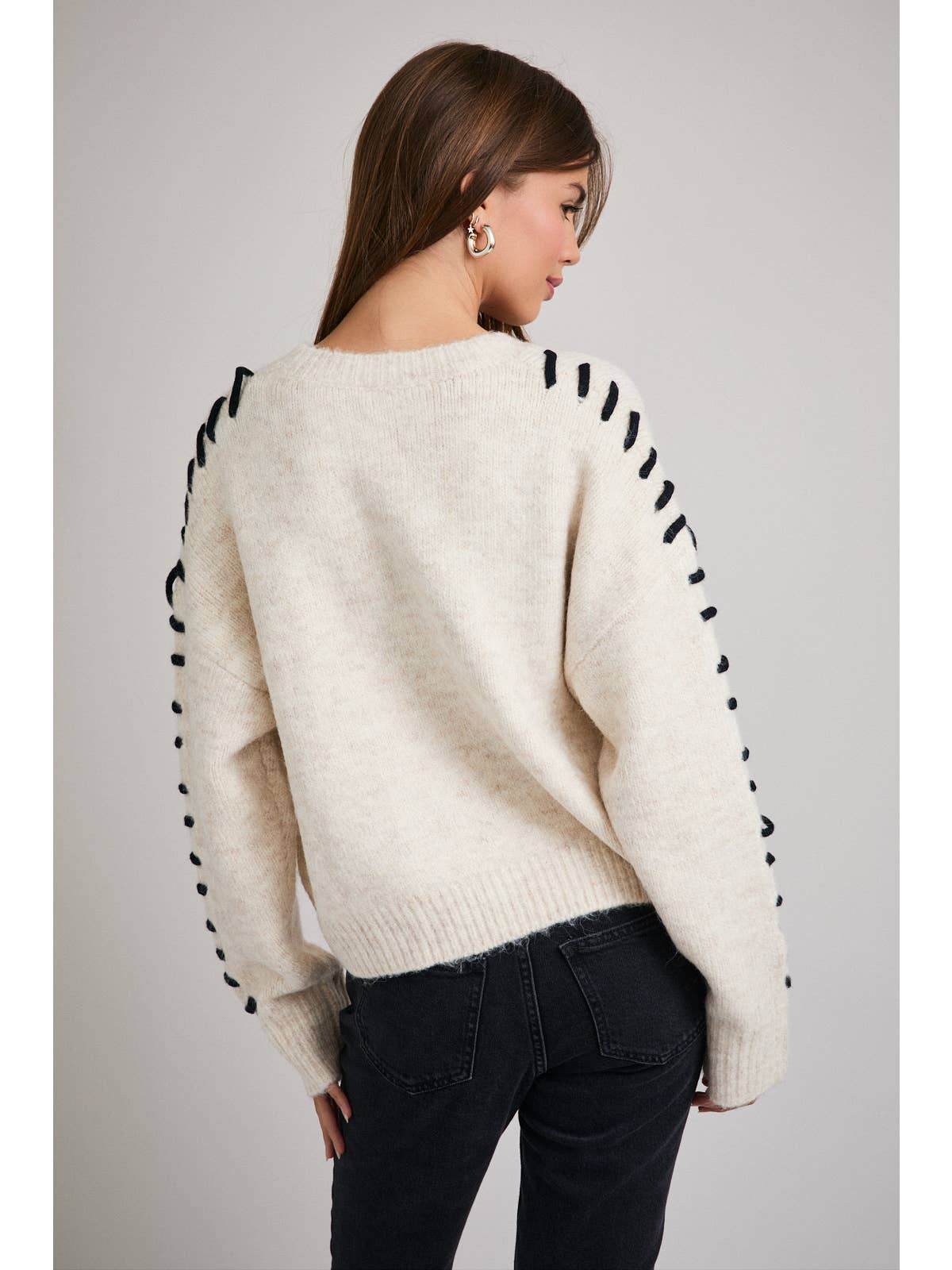 Stitch Detail Oatmeal Sweater
