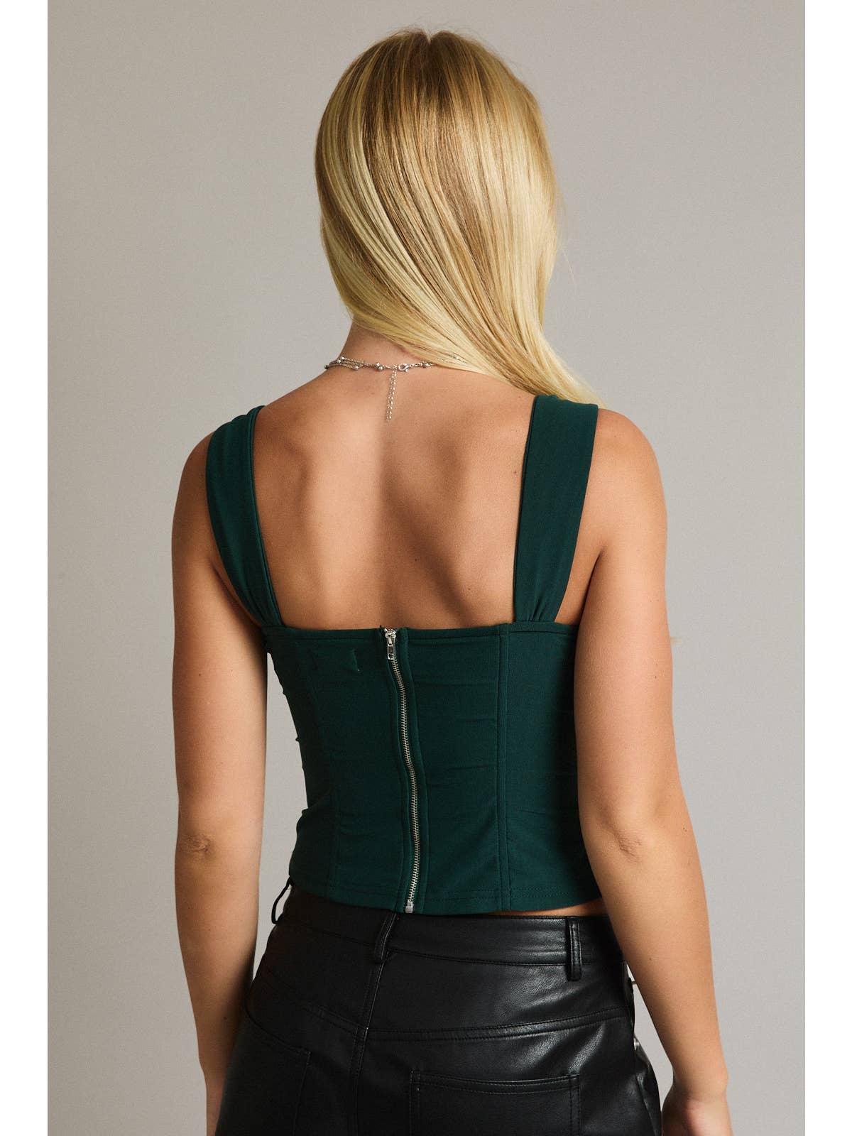 Hunter Green Bustier Zipper Top