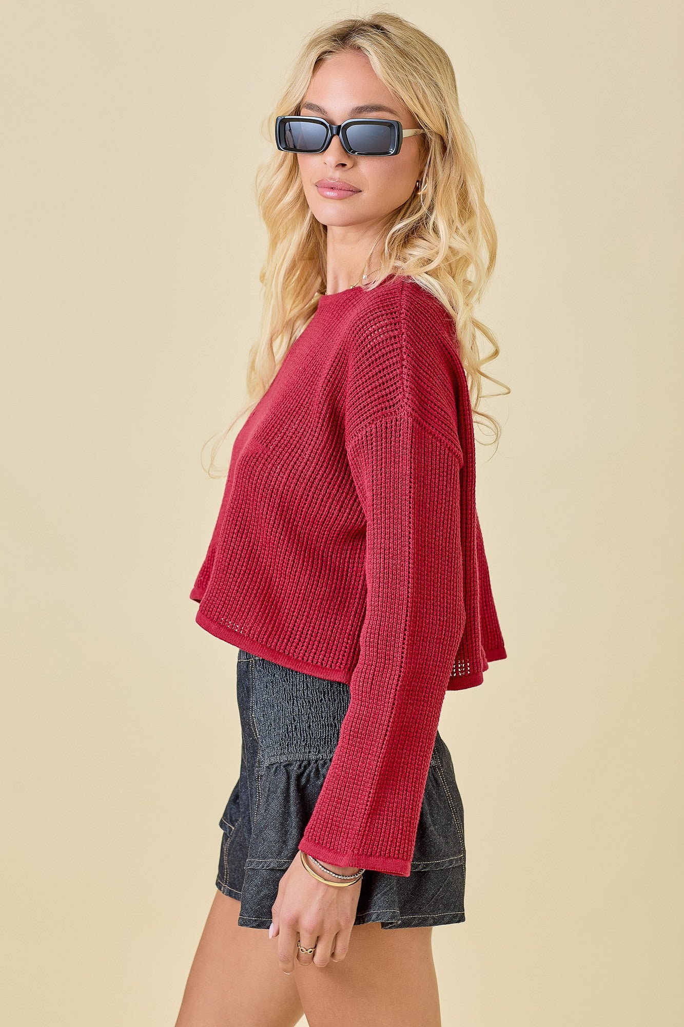 Star Open Knit Sweater Top