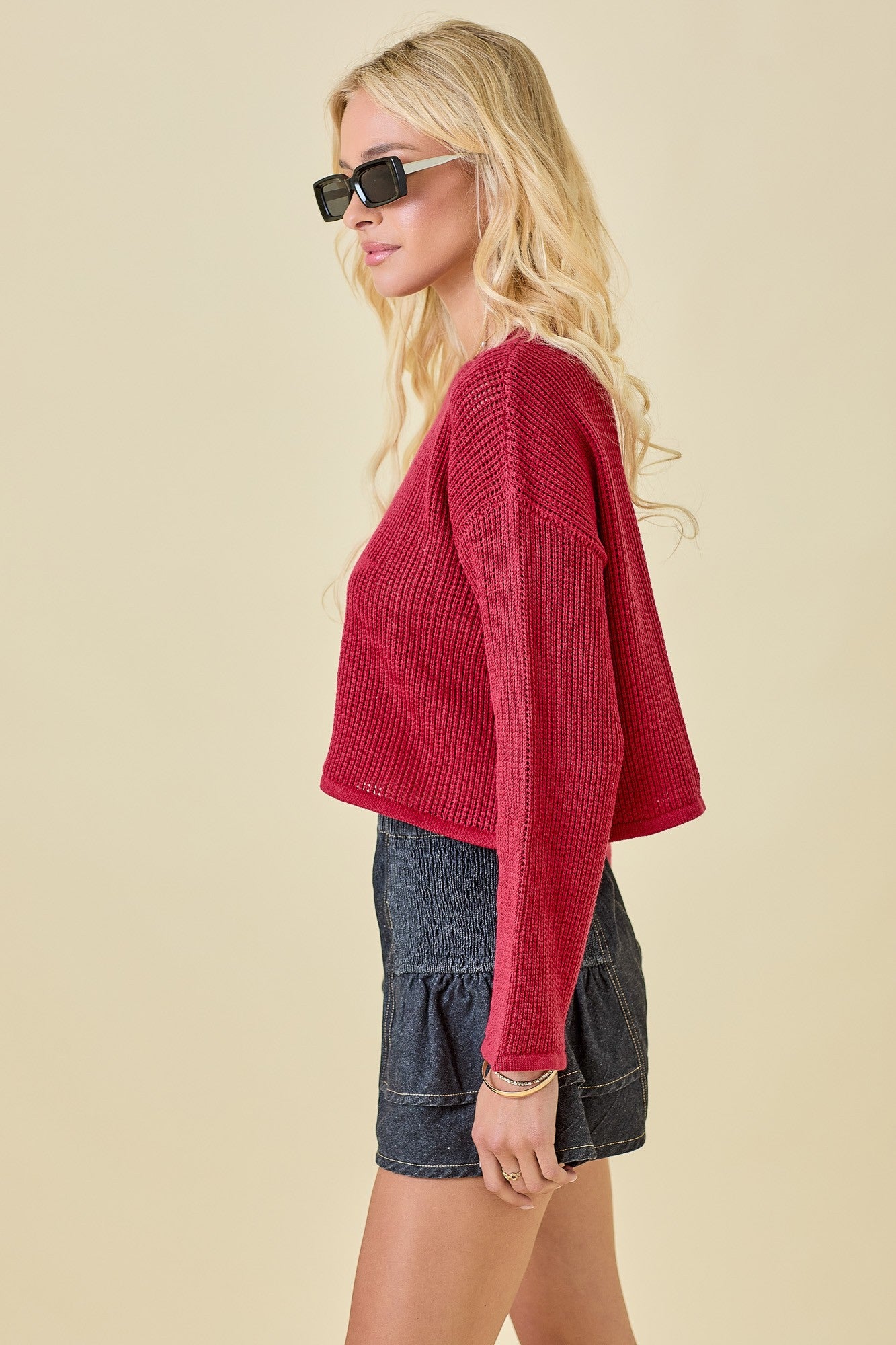 Star Open Knit Sweater Top