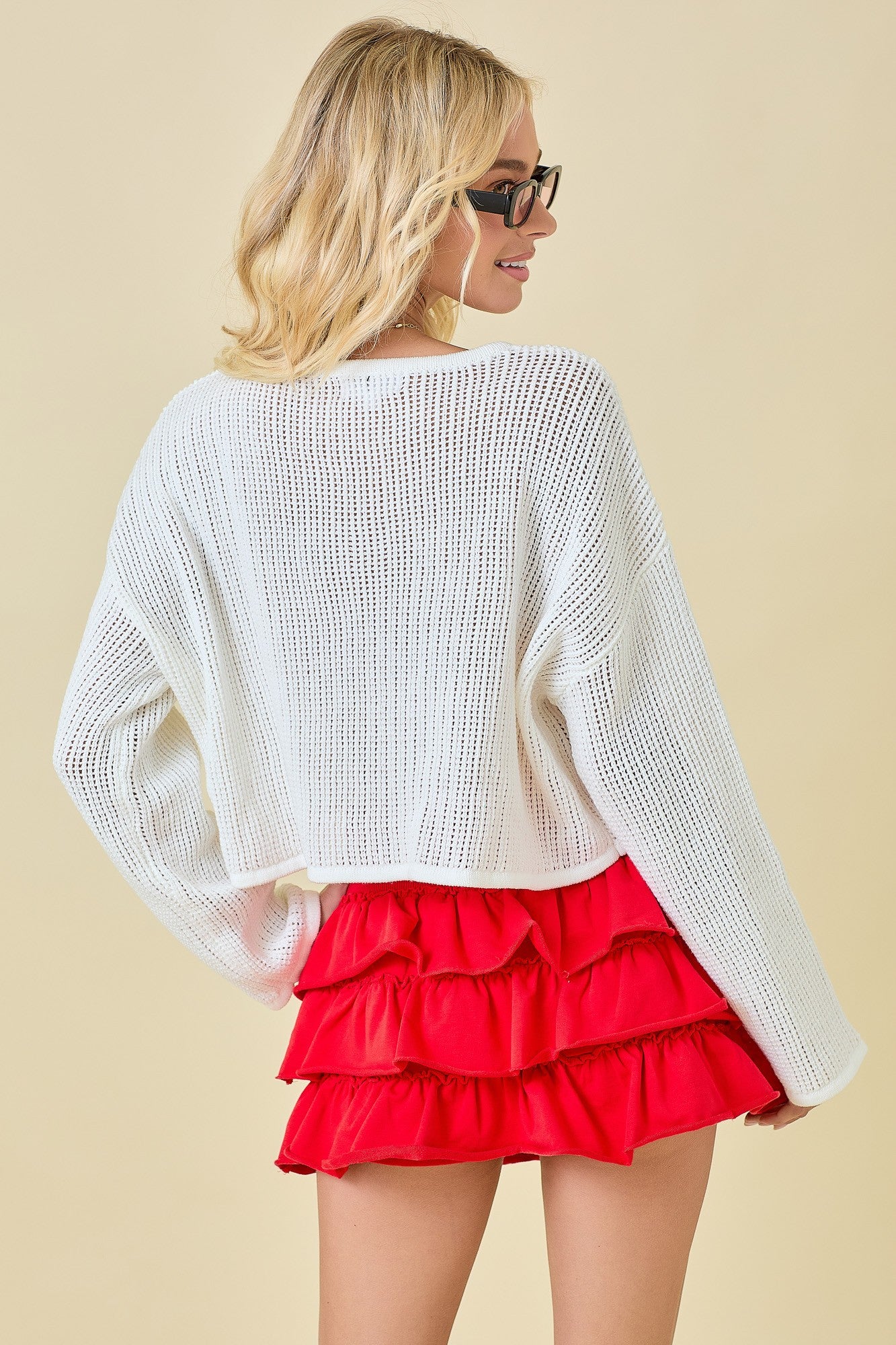 Star Open Knit Sweater Top