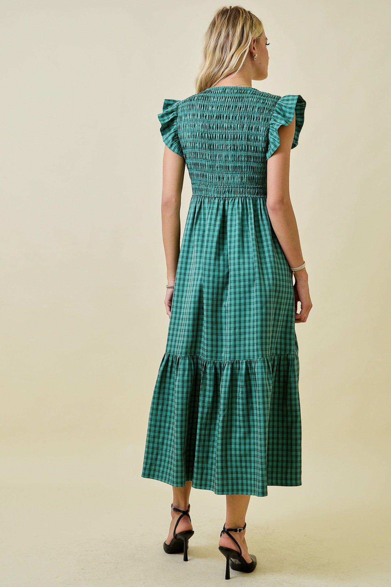 Plaid Green Midi Dress