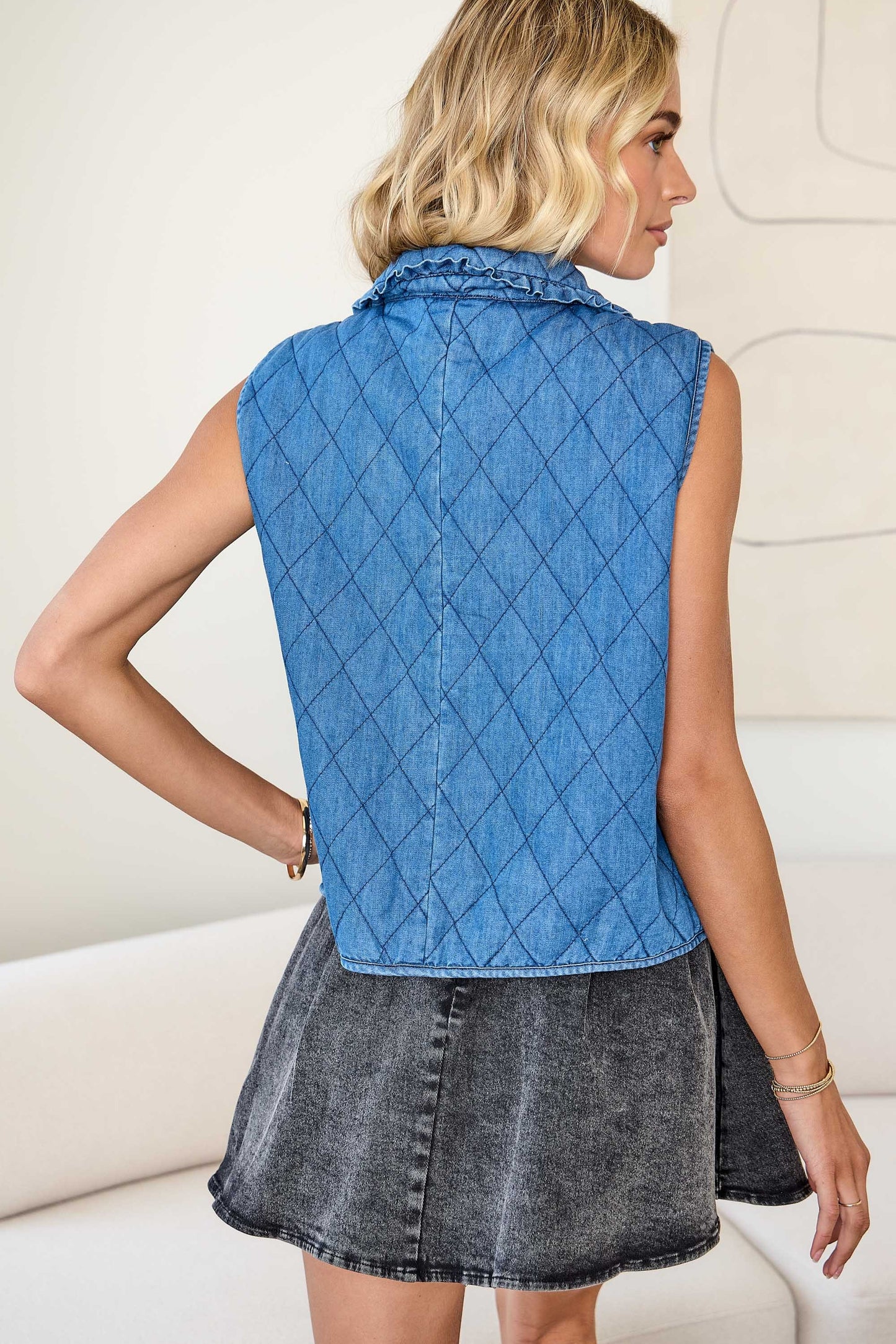 Quilted Denim Vest