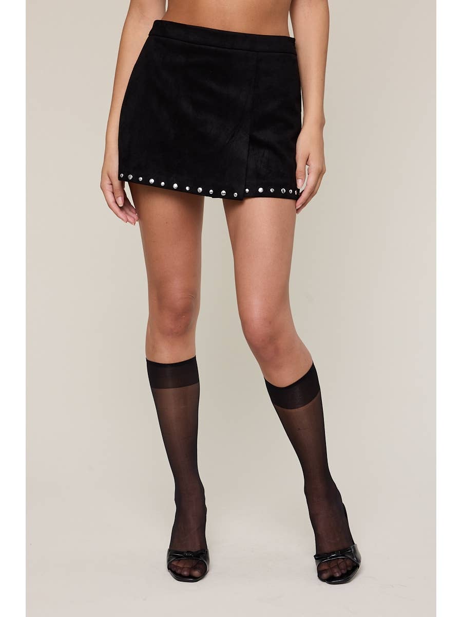 Suede & Stud Mini Skort
