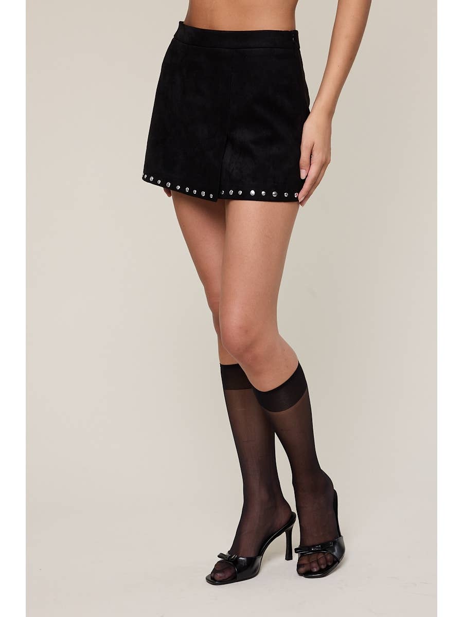 Suede & Stud Mini Skort