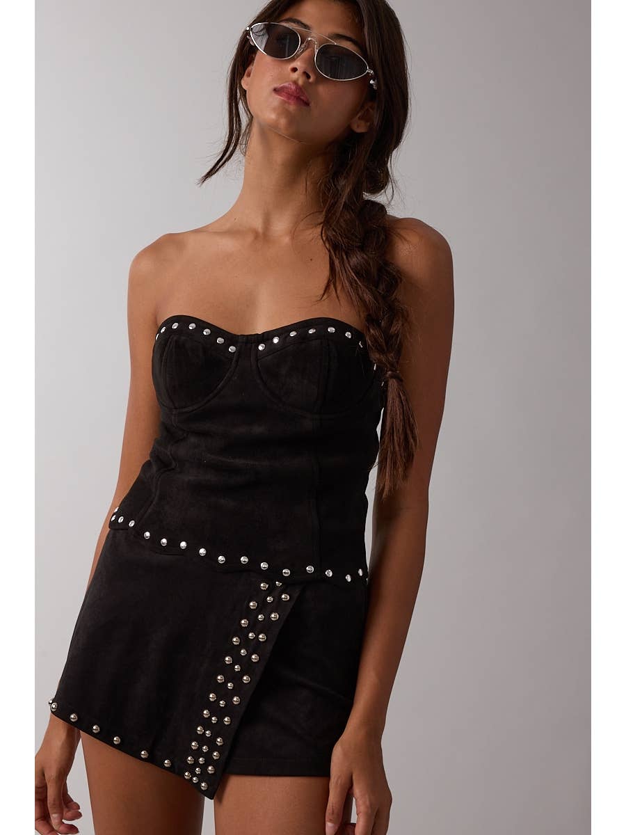 Suede & Stud Tube Top