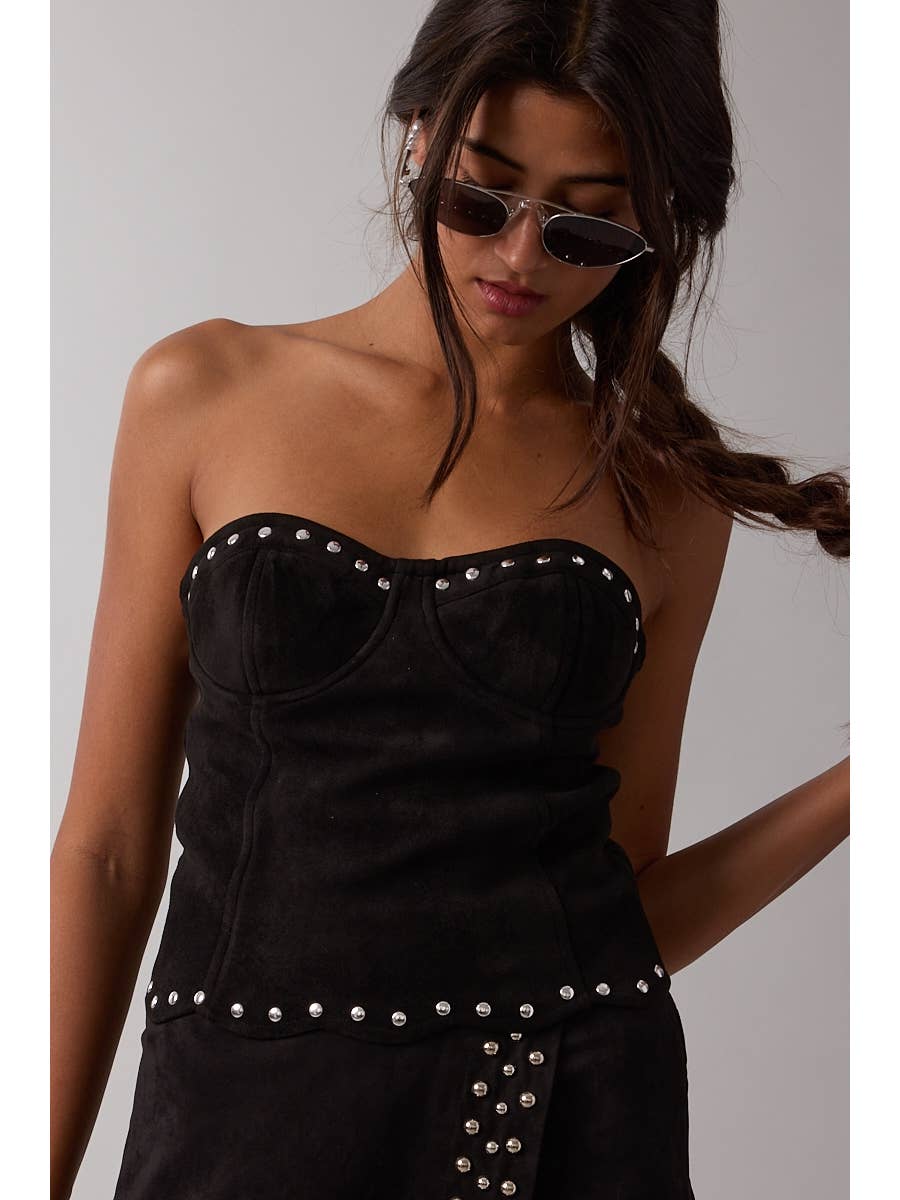 Suede & Stud Tube Top