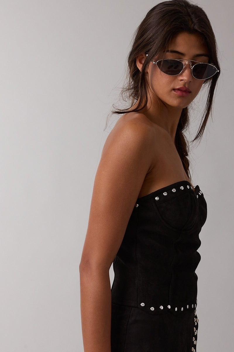 Suede & Stud Tube Top