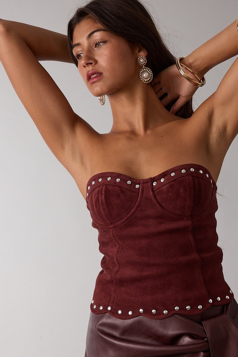 Suede & Stud Tube Top