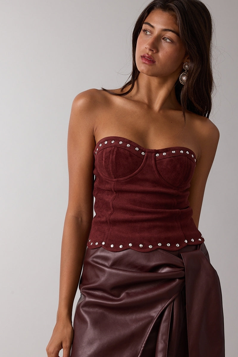 Suede & Stud Tube Top