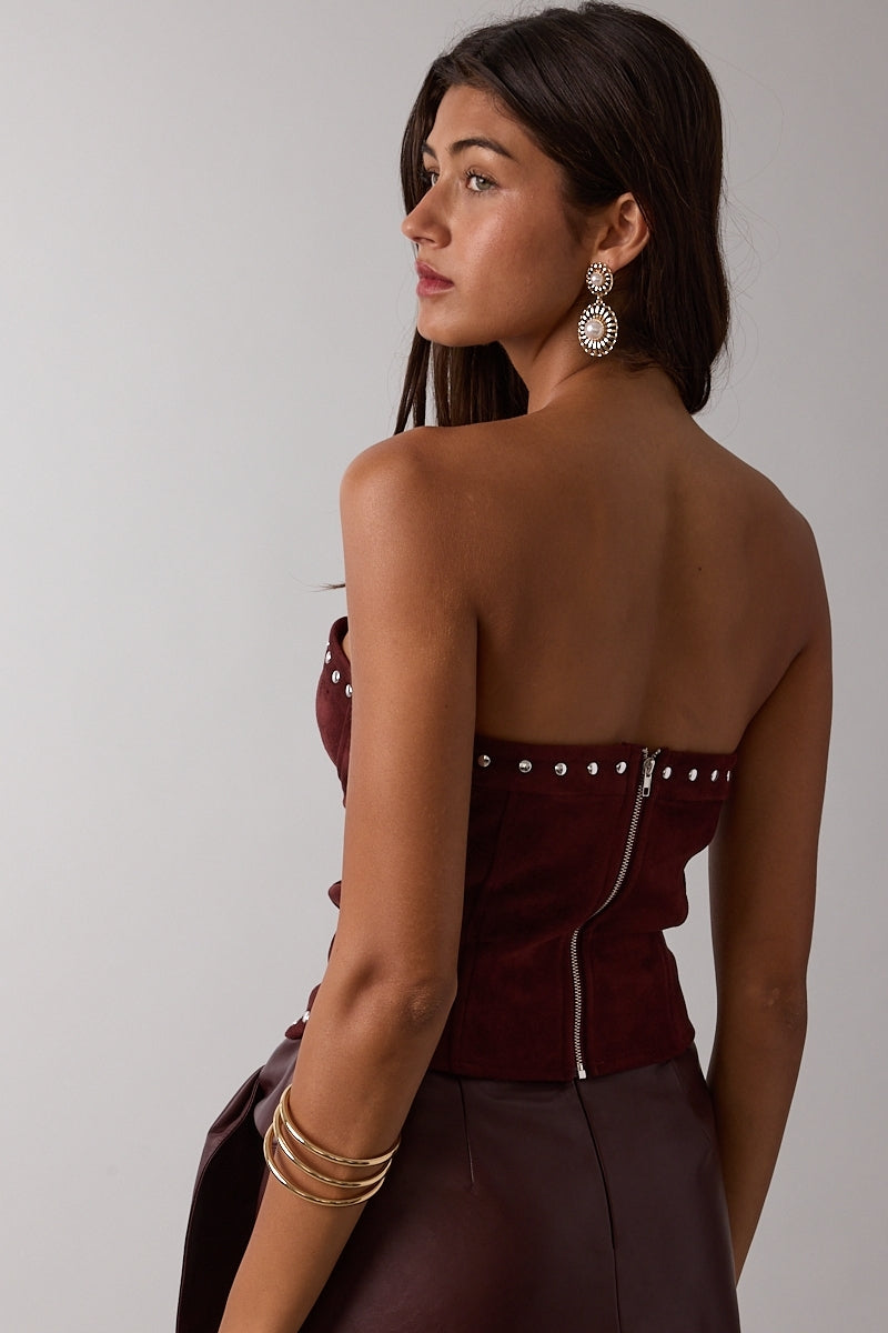 Suede & Stud Tube Top