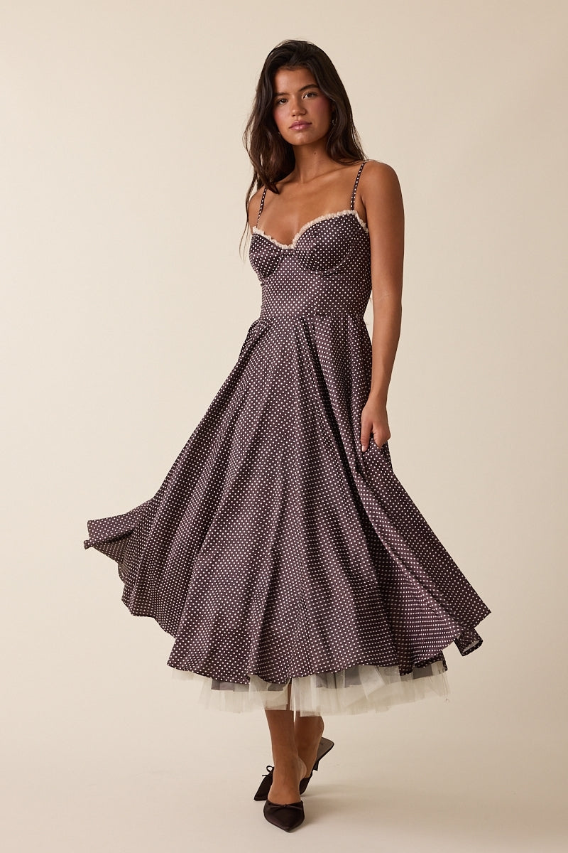 Polka Dot Fit & Flare Midi Dress