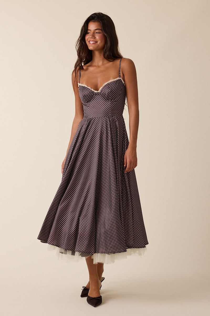 Polka Dot Fit & Flare Midi Dress