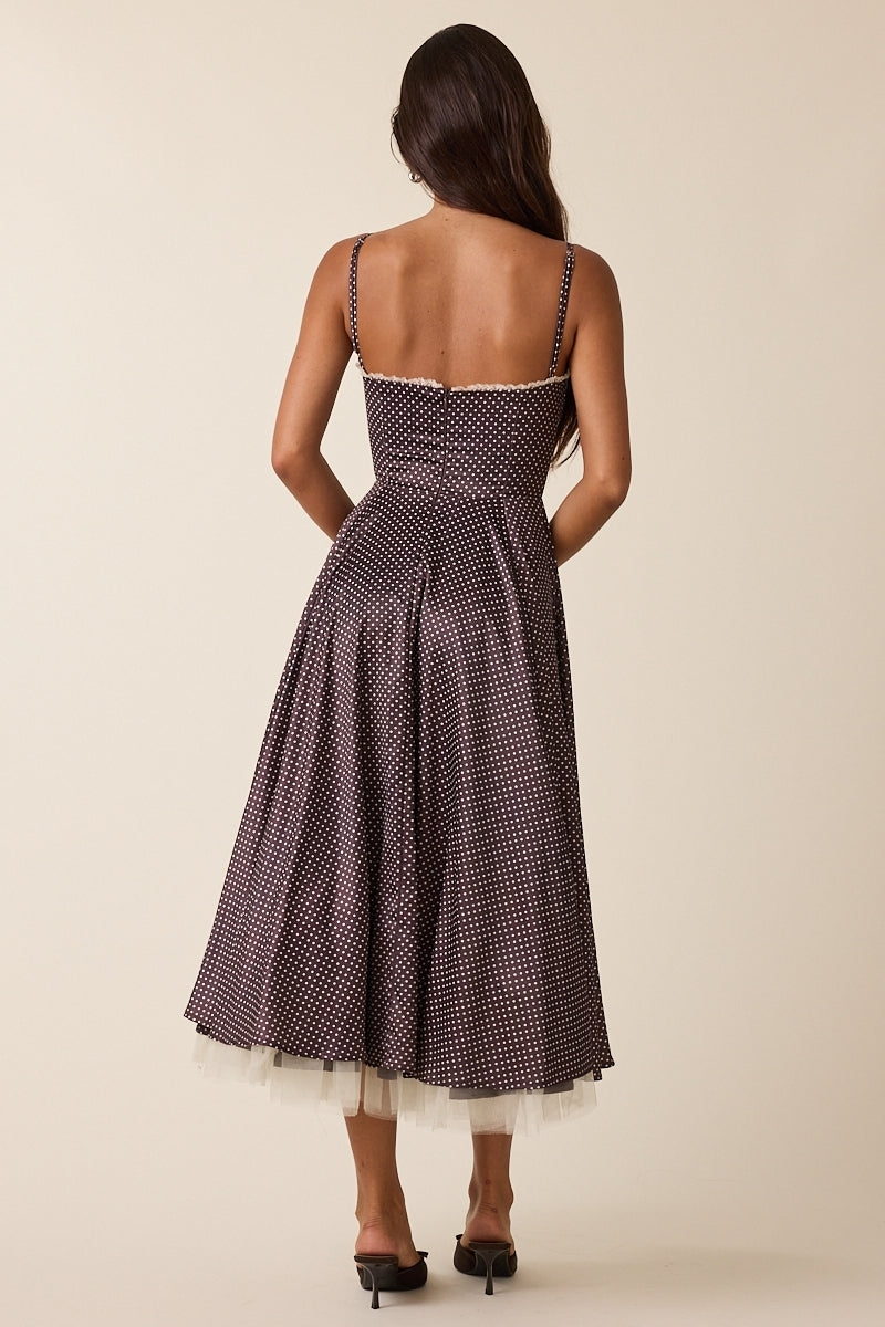 Polka Dot Fit & Flare Midi Dress