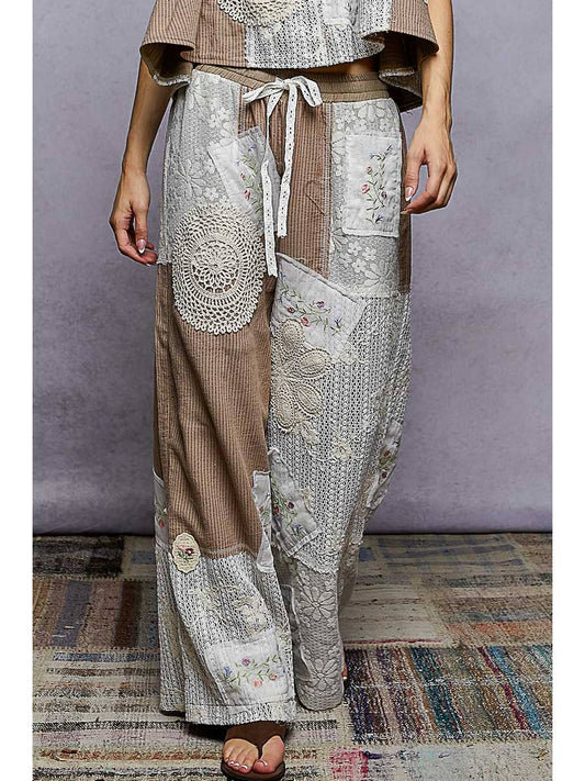 Lace Patch Woven Pants