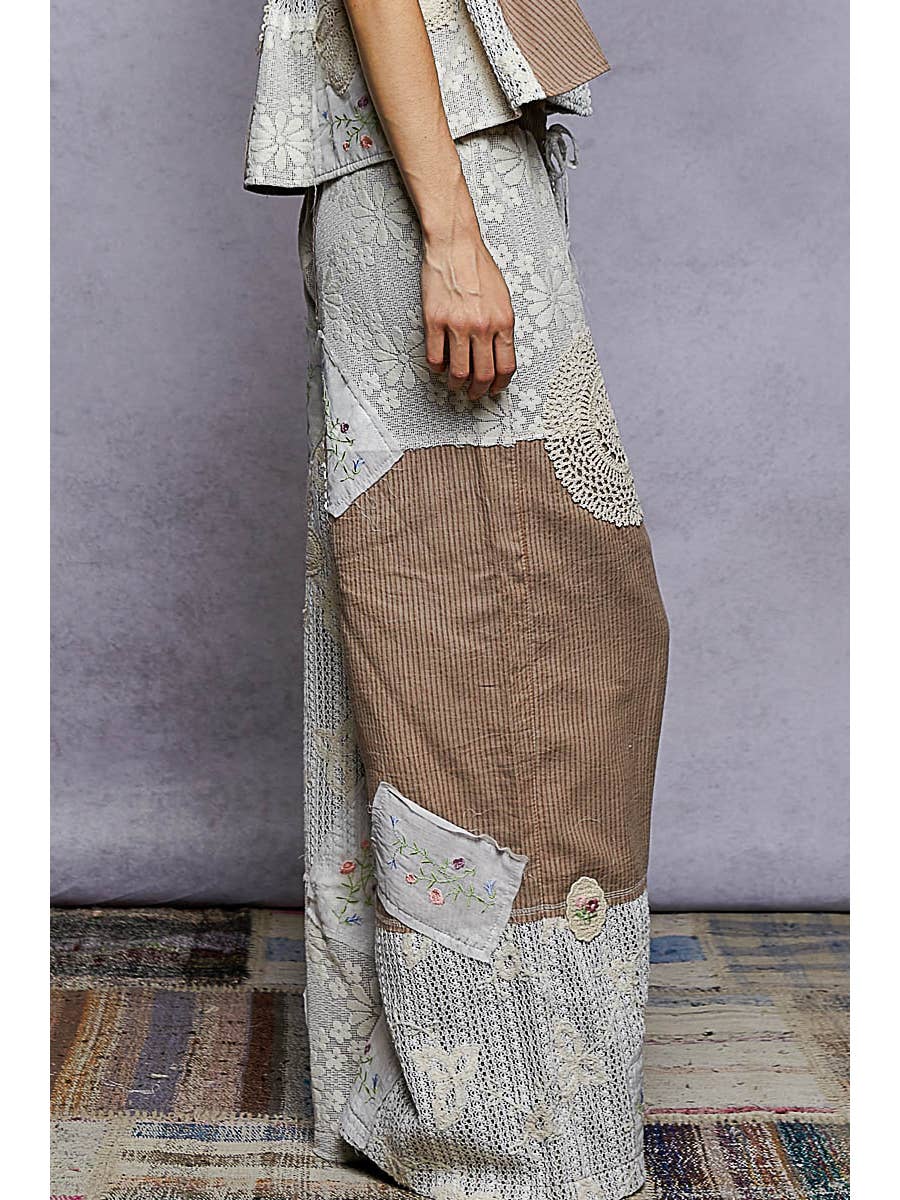 Lace Patch Woven Pants