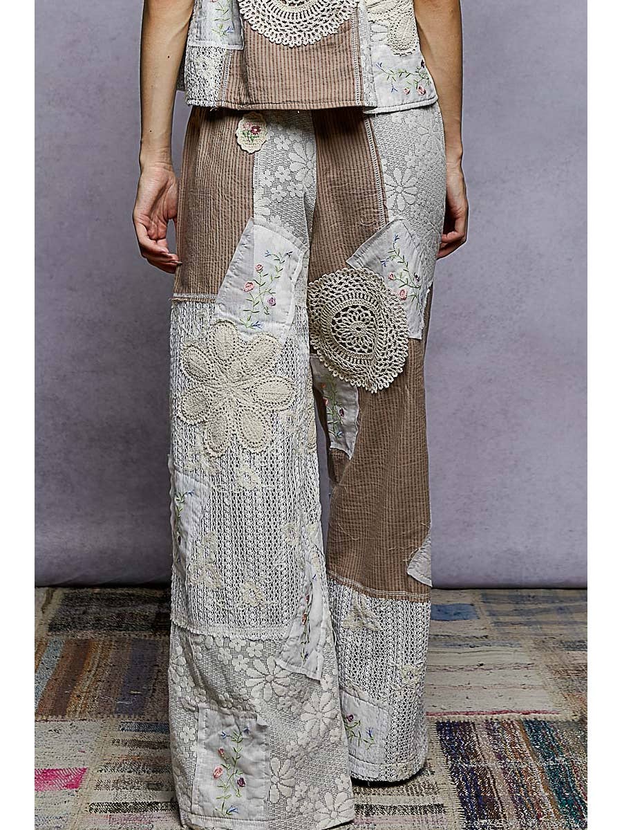 Lace Patch Woven Pants