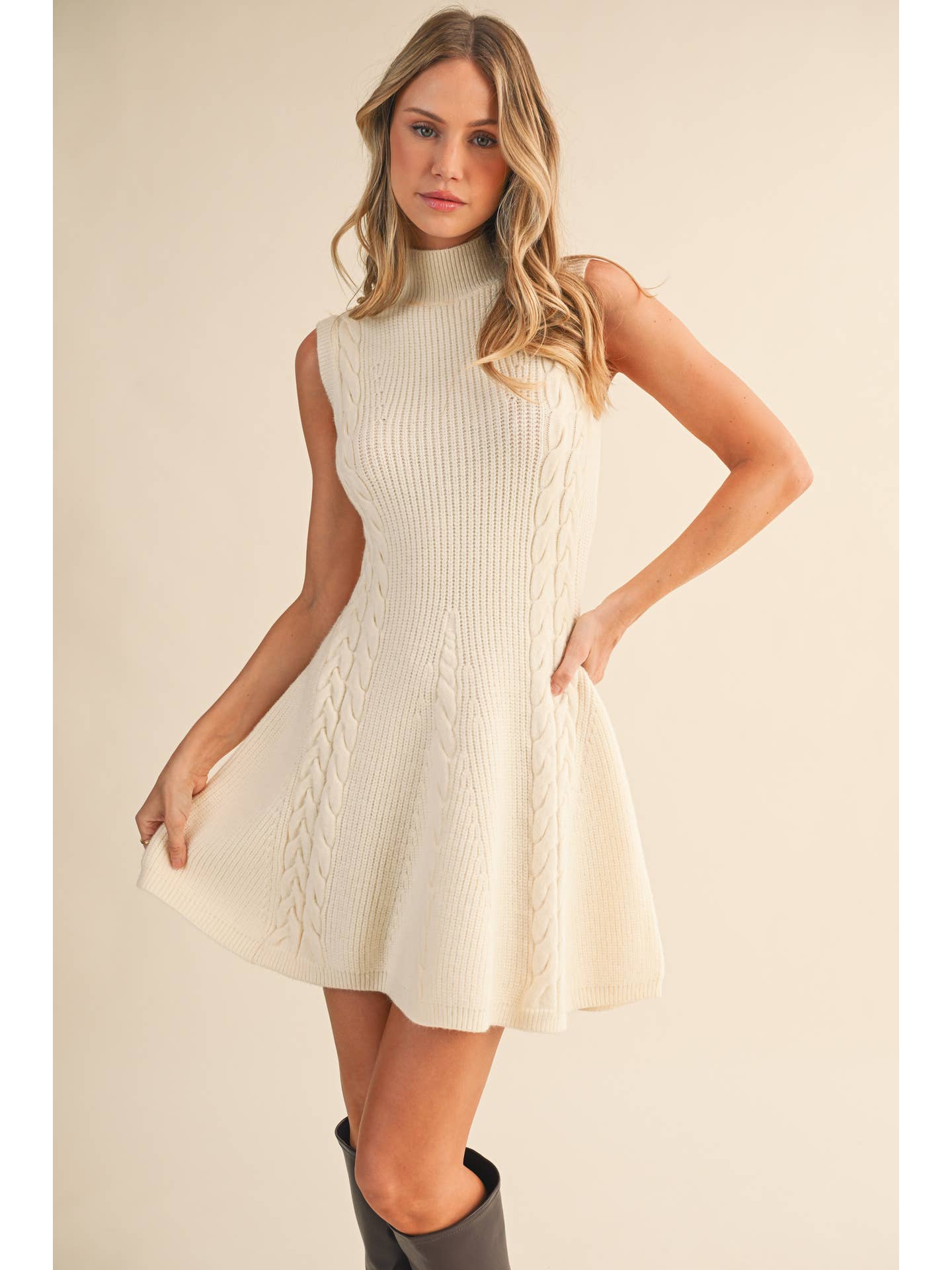 Cable Knit Flare Mini Dress