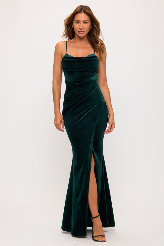 Velvet Green Maxi Dress