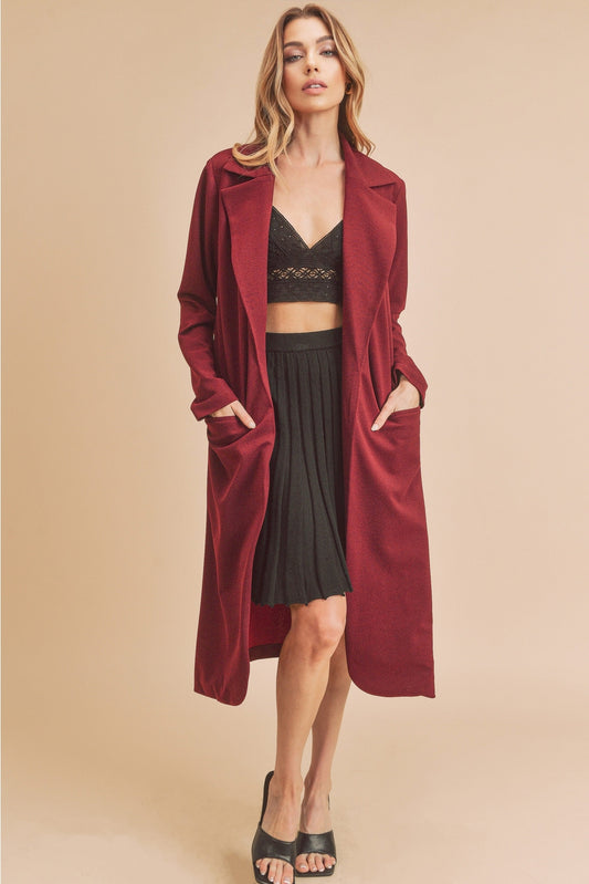 Burgundy Lightweight Longline Coat