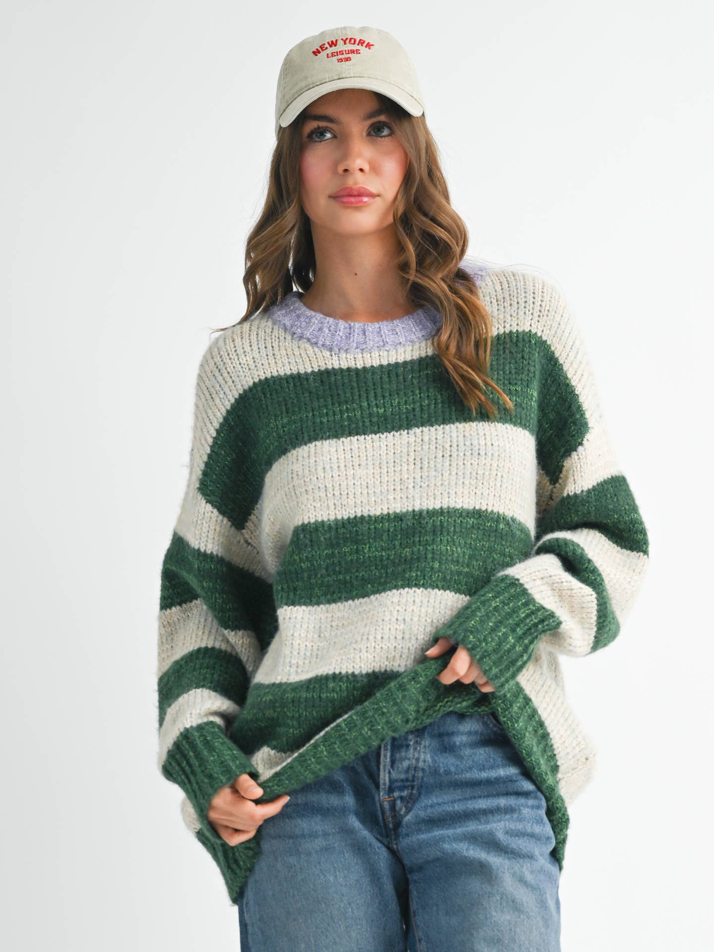 Oversize Green Stripe Sweater