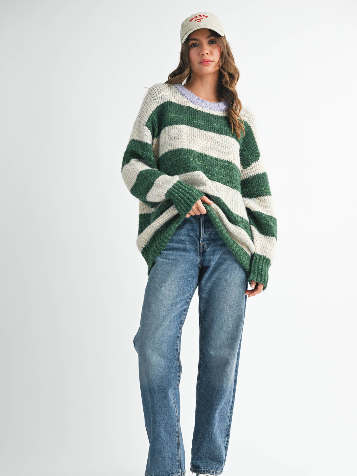 Oversize Green Stripe Sweater