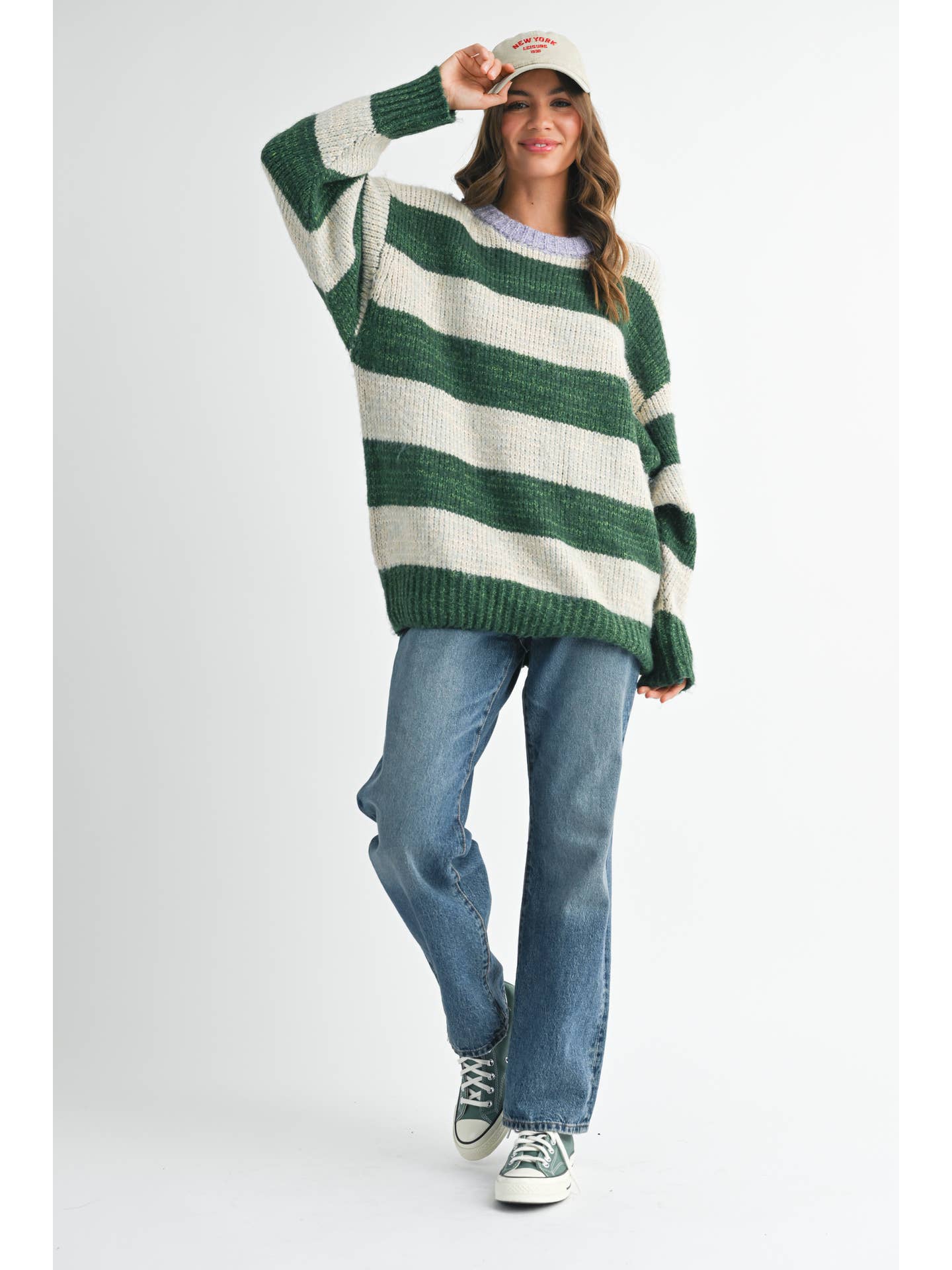 Oversize Green Stripe Sweater