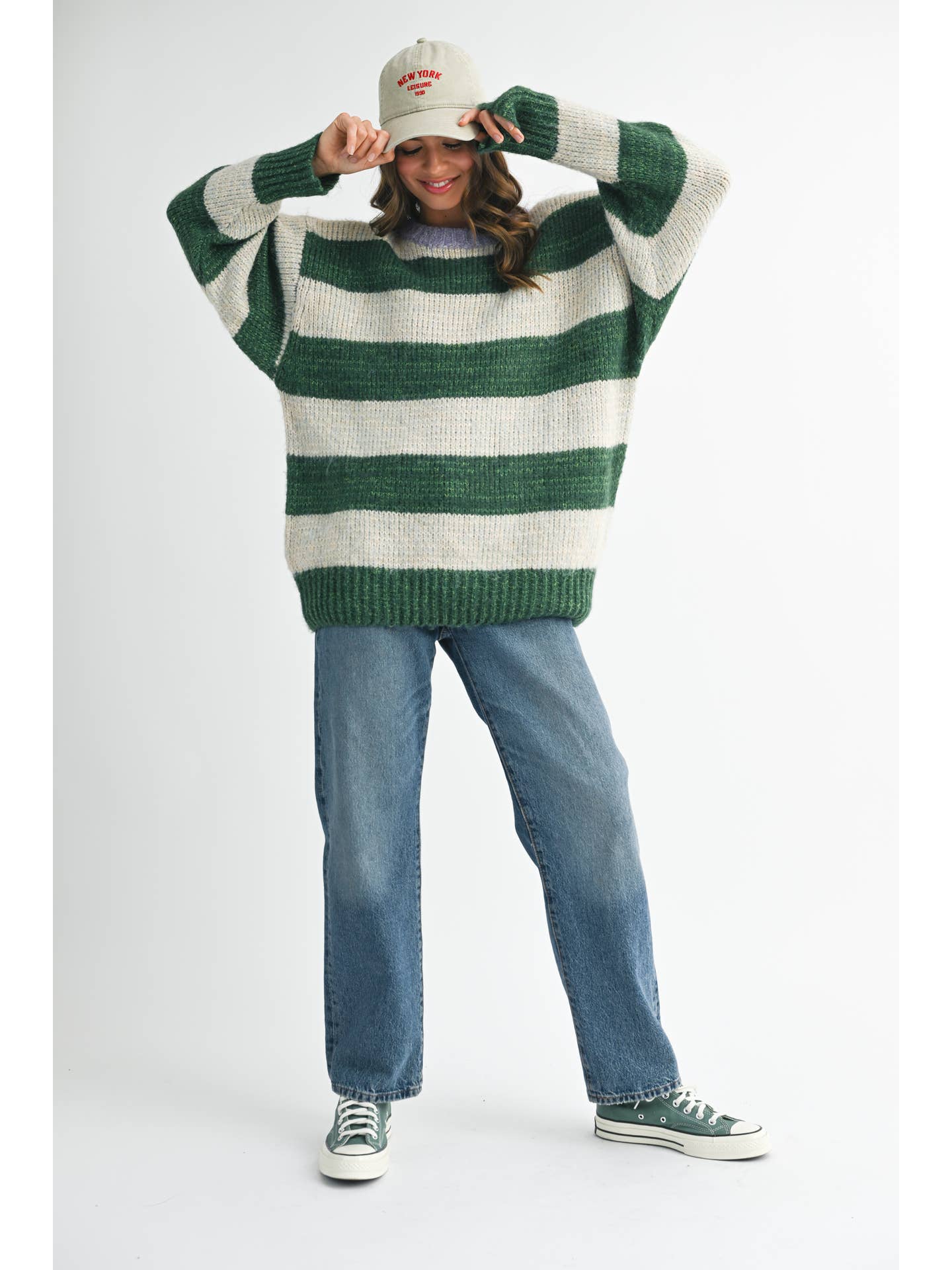 Oversize Green Stripe Sweater