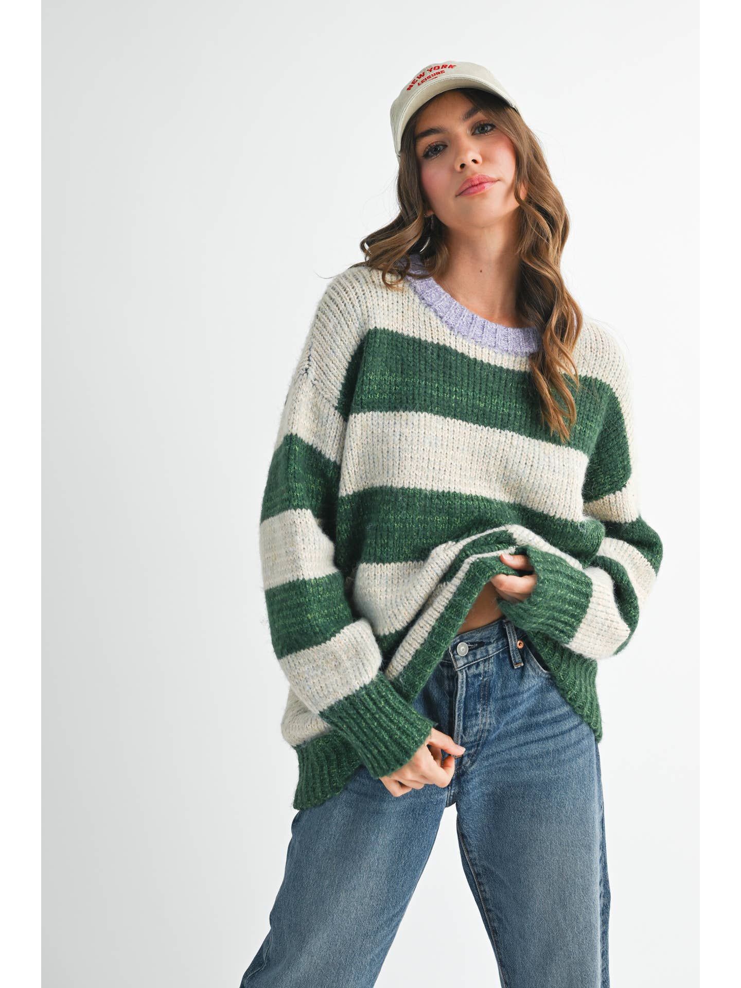 Oversize Green Stripe Sweater