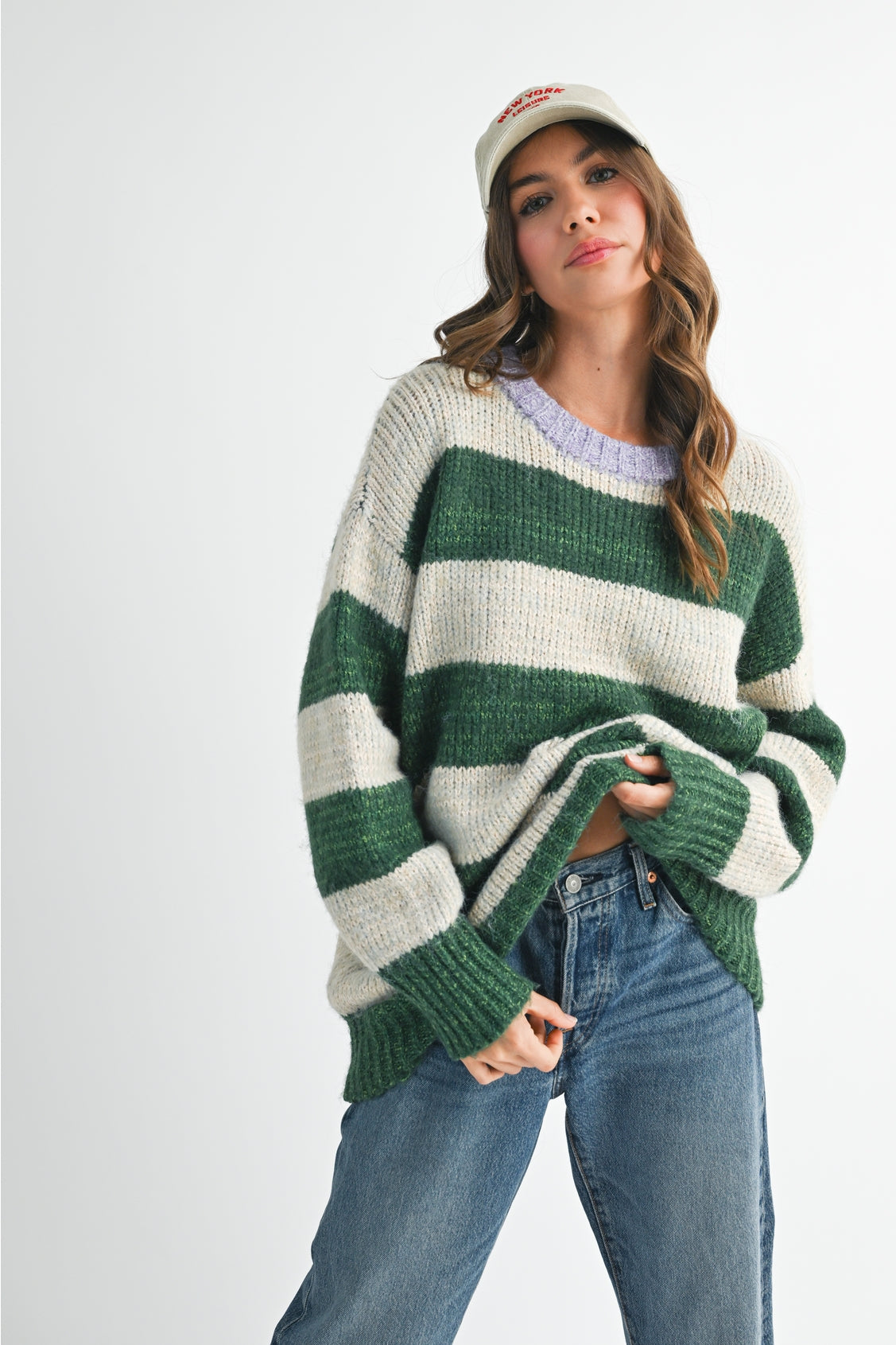 Oversize Green Stripe Sweater