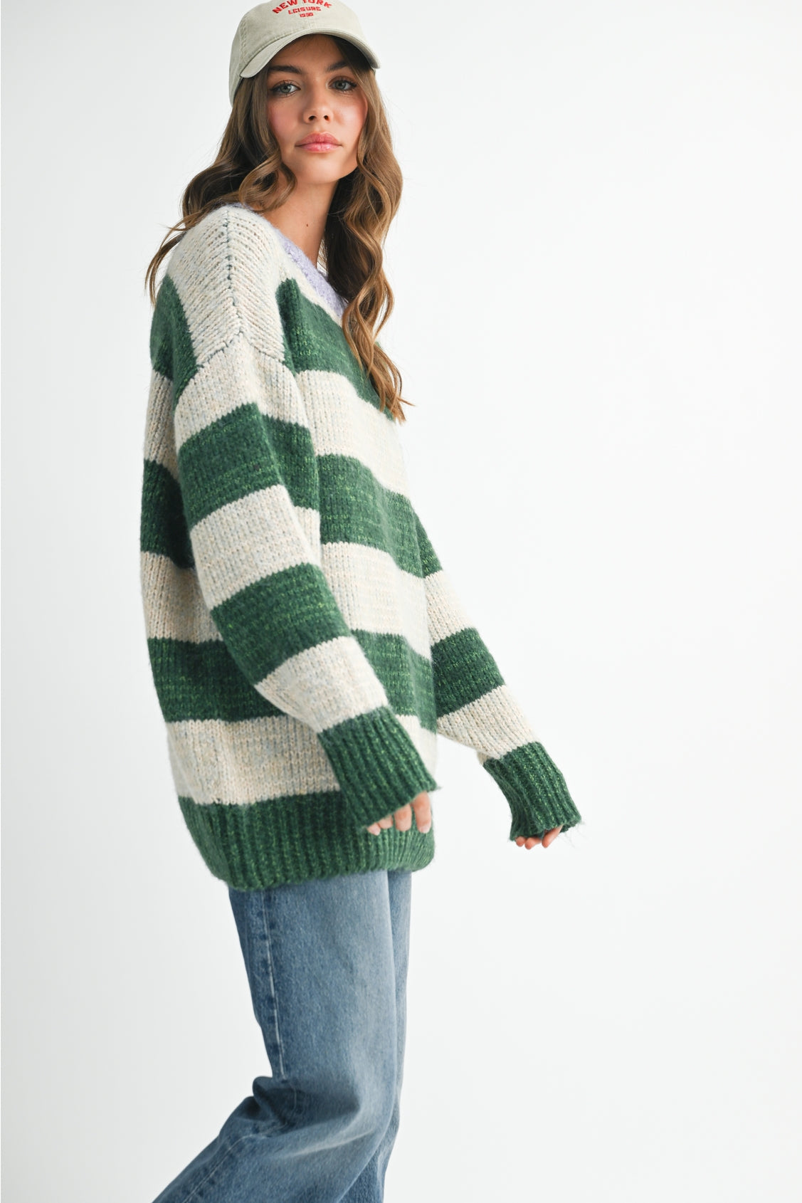 Oversize Green Stripe Sweater