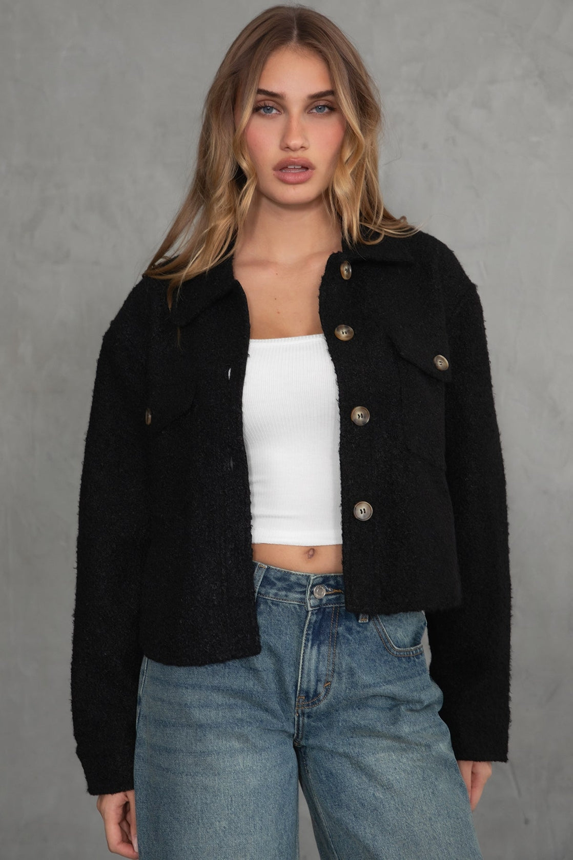 Fray Sherpa Black Jacket