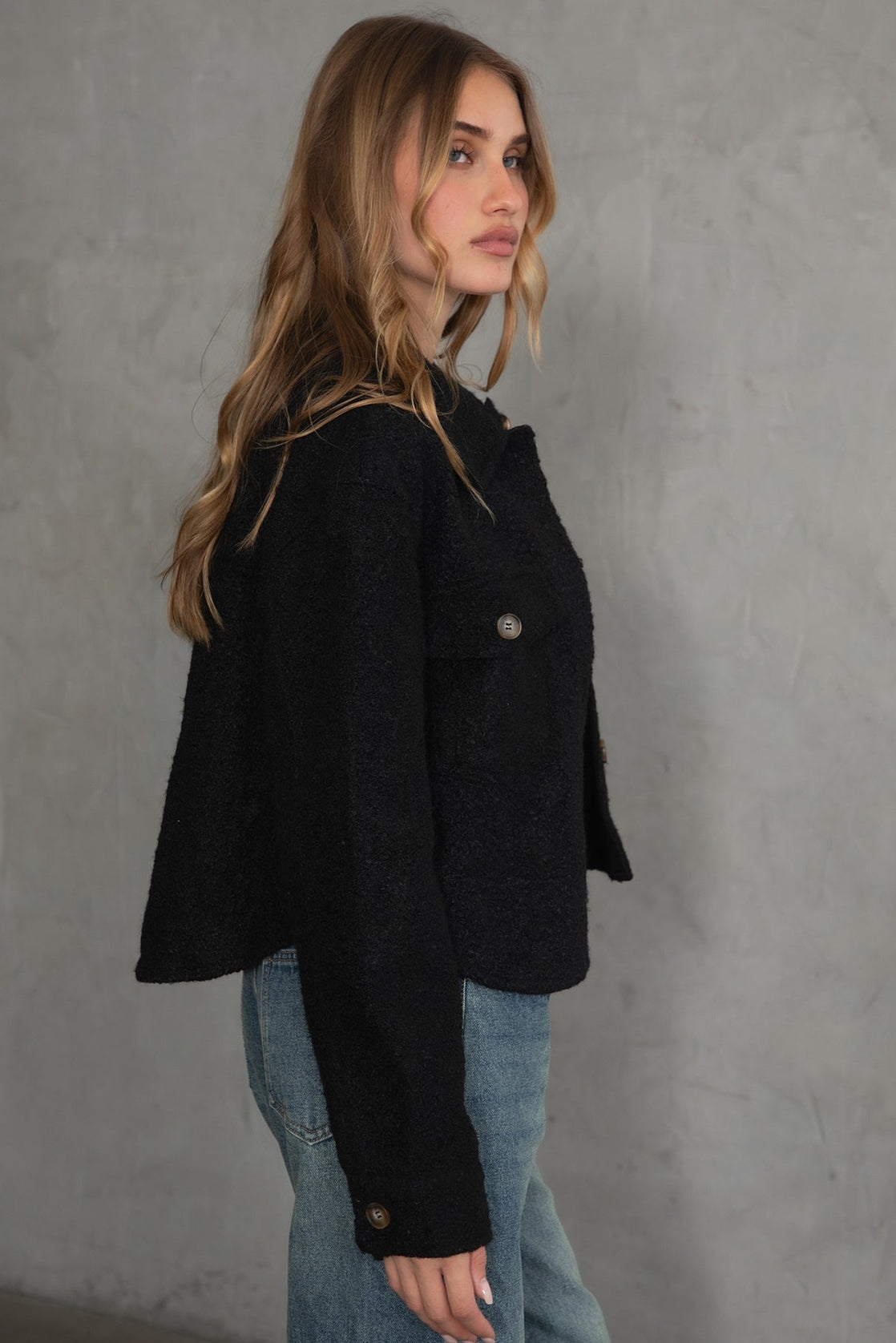 Fray Sherpa Black Jacket