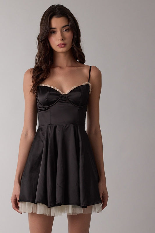 Satin Sweetheart Tulle Mini Dress