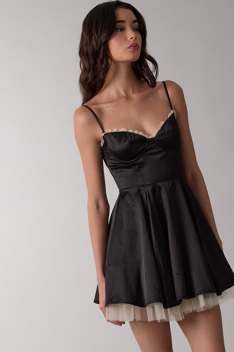 Satin Sweetheart Tulle Mini Dress