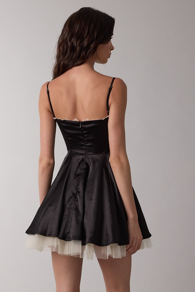 Satin Sweetheart Tulle Mini Dress