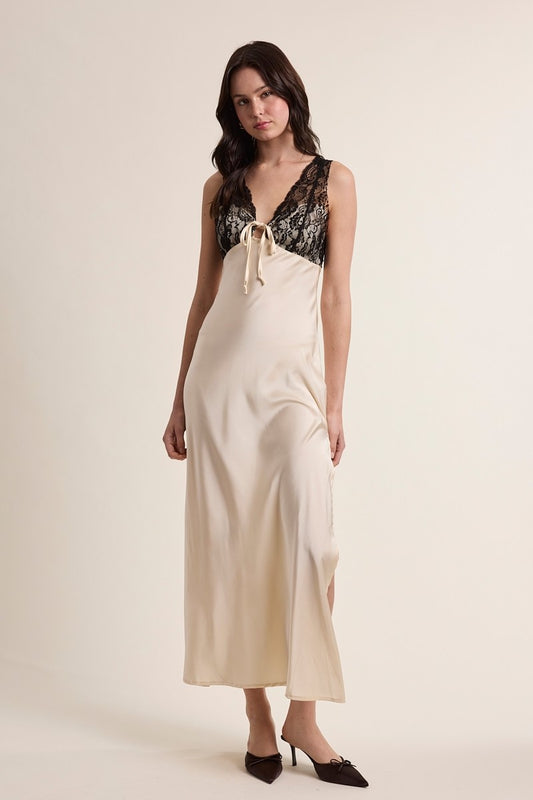 Satin & Lace Maxi Slip Dress